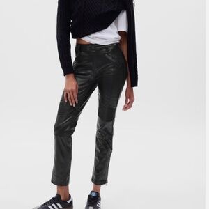 GAP Black  Mid Rise Vegan Leather Moto Vintage Slim Pants